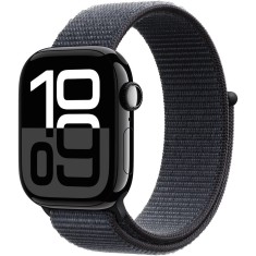Apple Watch 10, GPS, Cellular, Carcasa Jet Black Aluminium Case 46mm, Ink Sport Loop