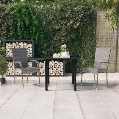 vidaXL Set mobilier de grădină, 3 piese, gri și negru 3099389 foto