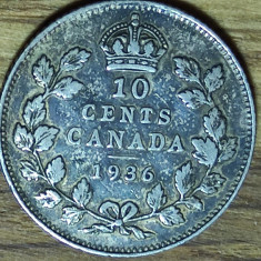 Canada -moneda de colectie argint 800- 10 cents 1936 - George V - exceptionala !