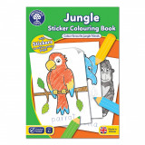 Carte de colorat cu activitati in limba engleza si abtibilduri Jungla JUNGLE, orchard toys