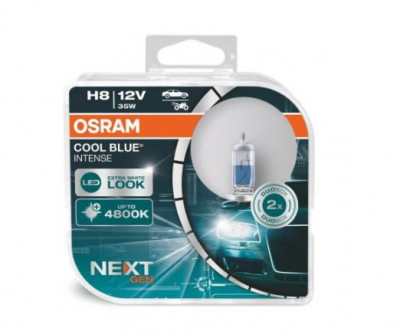 Set becuri H8 OSRAM 64212CBNHCB 12V; 35W; COOL BLUE INTENSE (NextGen); cu pana 100% mai multa lumina; albastru; PGJ19-1; Omologare: ECE; pana la 500 foto