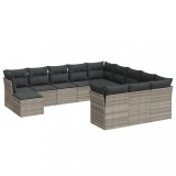 Set canapele de gradina cu perne, 12piese gri deschis poliratan