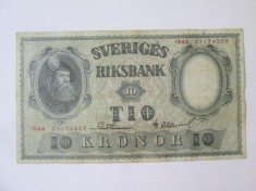 Rara! Suedia 10 Kronor 1944,bancnota din imagini