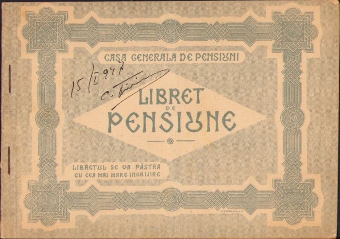 A2109 Libret de pensie, 1947, Timiș