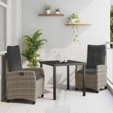 vidaXL Set de masă pentru grădină 3 pcs Gri poliratan 3380386