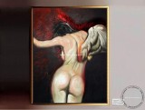 TABLOU NUD FEMEIE, TABLOU ABSTRACT INGER, PICTURA SILUETA FEMEIE 71&times;56 CM