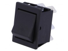 Comutator Rocker DPDT 2 Pozitii ON-(ON) 16A 250V Negru