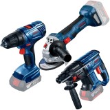Bosch GSR 180-LI + GWS 180-LI + GWS 180-LI - Masina de gaurit si insurubat fara acumulatori si incarcator 54 Nm + Polizor unghiular 125 mm + Rotopercu