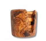 Set 6 Suporturi Pahare Capri Lemn Maslin Tradizan, Handmade, 8cm + Stand, Protectie Masa, Decor Rustic, Cadou Elegant