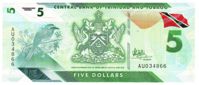 Trinidad &amp;amp; Tobago 5 Dolari 2020 Polimer Seria AU034866 foto