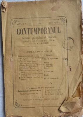 1883 CONTEMPORANUL Anul II Nr 19 / Iasi, Jassy / I. Nadejde socialism stanga foto