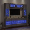 VidaXL Comode TV de perete cu lumini LED, 6 piese, gri sonoma 3216802