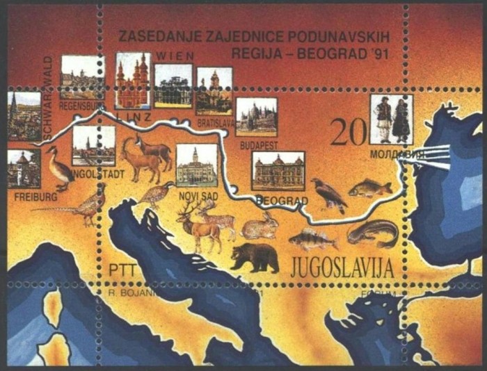 Iugoslavia 1991 - Conferința tarilor dunărene, fauna, animale, colita neuzata