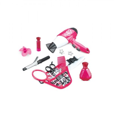 Set Coafor Copii, Uscător Păr Plastic, Roz, 11 Bucăți, V&amp;acirc;rstă 4+ Ani, Funcționare Cu Baterie foto