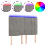 Cumpara ieftin Tablie de pat cu LED, gri deschis, 144x5x118/128 cm, catifea