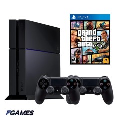 Consola Sony Playstation 4 Ps4 500gb + Doua Controllere + Gta 5 PlayStation 4, Second-Hand