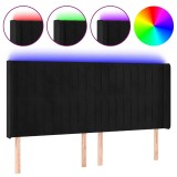 Cumpara ieftin Tablie de pat cu LED, negru, 203x16x118/128 cm, catifea