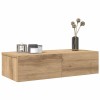 Raft perete cu sertare Gossi, stejar artizanal, 60x26.5x15 cm, lemn prelucrat, suporta 60 kg, depozitare, montare pe perete