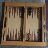 Cutie table vintage anii 90 din lemn masiv, doua piese negre lipsa, 43