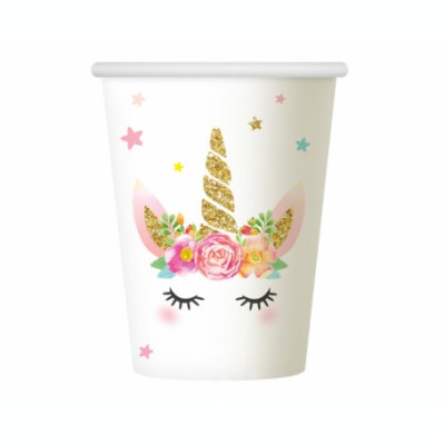 Set 6 pahare petrecere din carton model Unicorn 266 ml foto