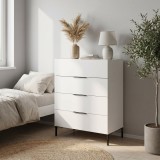 Cumpara ieftin Comoda Adore Oryana Alb-Nuc, 80x104x44 cm, 4 Sertare, Living/Dormitor, Design Modern