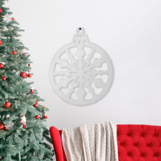 Decor de perete - Crăciun - glob de brad - 39.5 x 42 cm - alb / auriu 58624C