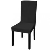 Huse de scaun elastice drepte, 6 buc., negru, vidaXL