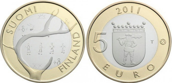 Finlanda moneda comemorativa 5 euro 2011 - Regiunea Lapland - UNC