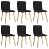 Gossi scaune de sufragerie 6 buc. negru material textil