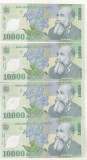 Bnk bn Romania 10000 lei 2000 Isarescu unc - x4 consecutive