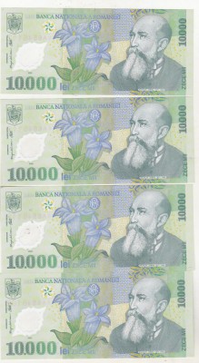 bnk bn Romania 10000 lei 2000 Isarescu unc - x4 consecutive foto