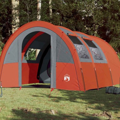 Cort de camping tunel 4 persoane, gri/portocaliu, impermeabil foto