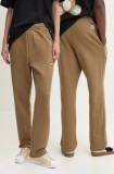Barrow pantaloni de trening din bumbac culoarea maro, neted, F4BWUAFP140