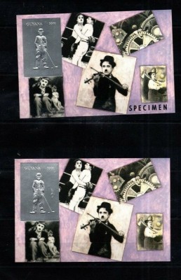 GUYANA 1996 CHARLIE CHAPLIN COLITE ARGINTII + SPECIMEN foto
