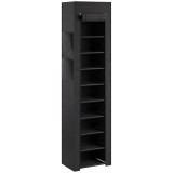 HOMCOM Pantofar 10 Etajere, Cover Antipraf, 20 Perechi, 45 x 30 x 175 cm, Negru | Aosom Romania