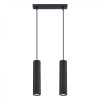Lampă Suspendată Karbon Negru Din Aluminiu Cu 2 Becuri Tub Minimalistă De Interior