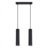 Lampă Suspendată Karbon Negru Din Aluminiu Cu 2 Becuri Tub Minimalistă De Interior