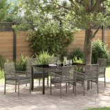 Cumpara ieftin Set de masă pentru grădină cu pernă 7 pcs Gri Rattan poli