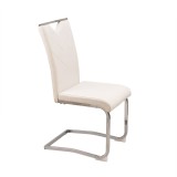 Scaun de dining Leziter Letti alb, modern, cu piele textila si cadru metalic
