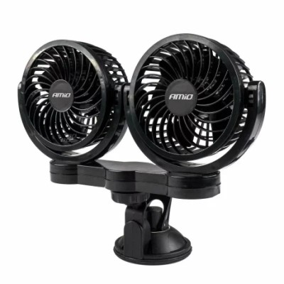 Ventilator auto dublu cu 2 viteze fixare cu ventuza diametru 2x4&amp;#039;&amp;#039; Amio 24V Garage AutoRide foto