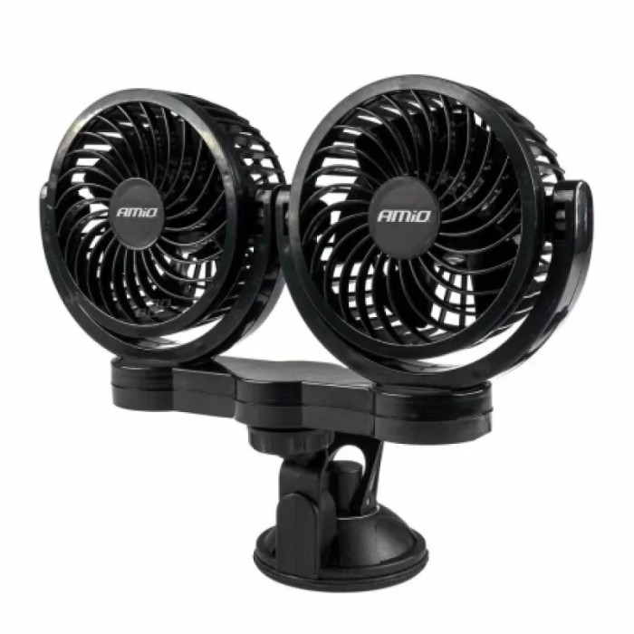 Ventilator auto dublu cu 2 viteze fixare cu ventuza diametru 2x4&#039;&#039; Amio 24V Garage AutoRide