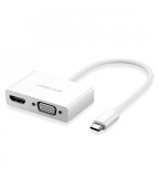 Convertor USB-C la HDMI si VGA (compatibil cu Thunderbolt 3 Port)-Culoare Alb, Ugreen