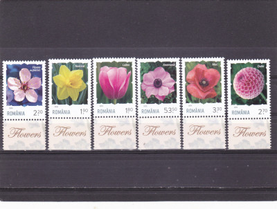 ROMANIA 2020 - FLORI,SERIE COMPLETA CU TABS, MNH - LP 2267 foto