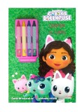 Gabby&amp;#039;s Dollhouse. Coloram cu Gabby. Carte de colorat cu 4 creioane cerate, Litera