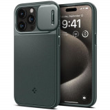 Cumpara ieftin Husa iPhone 15 Pro Max, Spigen Optik Armor, Abyss Green