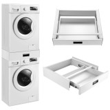Suport Cadru pentru Suprapunere Uscator - Masina de Spalat Rufe cu Sertar Incorporat, Model Universal, Alb