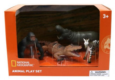 Set 4 figurine - Gorila, Crocodil, Pui Zebra si Hipopotam foto