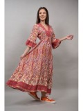 ROCHIE LUNGA BOHO CHIC CU DECOLTEU V CU MOTIVE LUMINELLO Roz S-M
