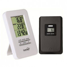 Termometru HOME HC11 Cu ceas Afisare temperatura exterior interior Alb foto