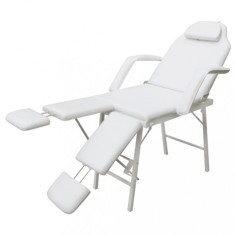 Scaun tratament facial, piele artificiala, 185x78x76 cm, alb foto